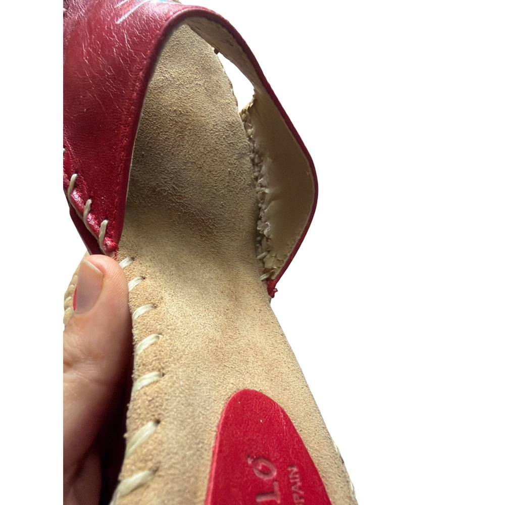 Paloma Barcelo Y2K Red Leather Fish Slide Sandals Made in Spain Women's Size - Picture 5 of 9
